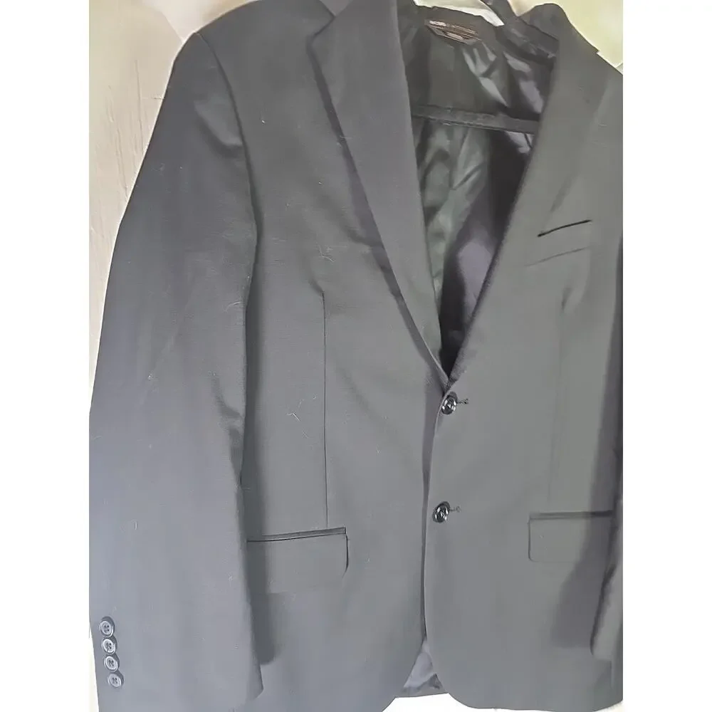 BCBG Attitude Black 2 Button Blazer Mens 38R Modern Fit Coat Jacket Office